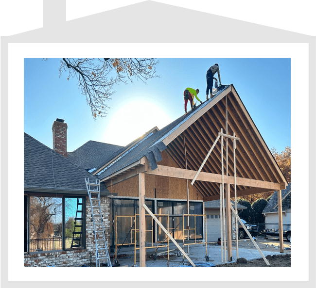 Roofing professional at work