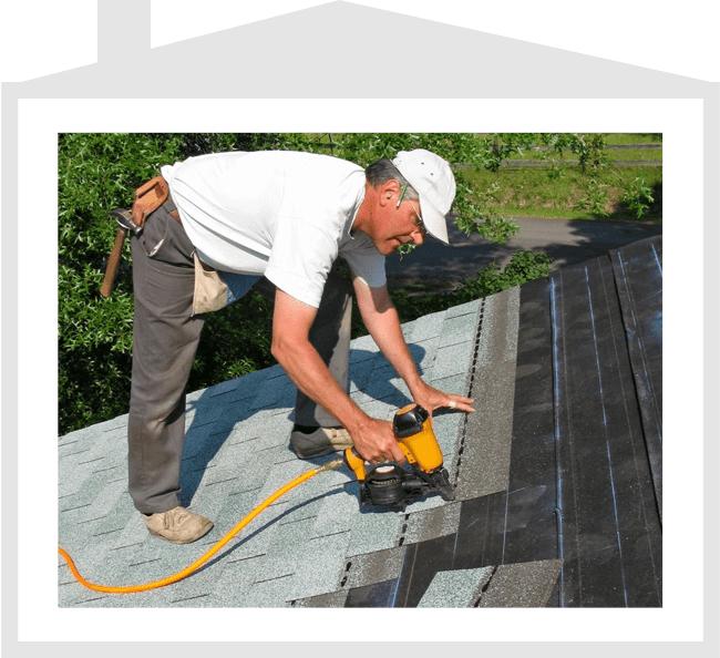 Roofing worker on the job